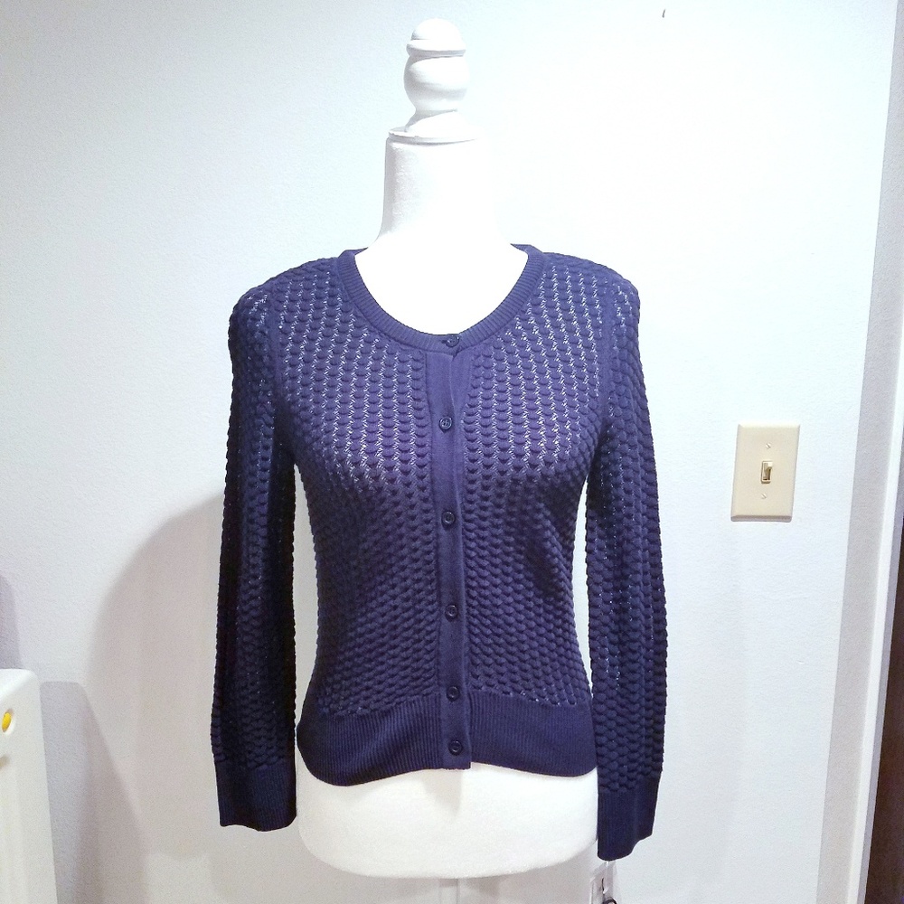 NWT Maison Jules Navy Long Sleeve Sweater size XS - Picture 3 of 8